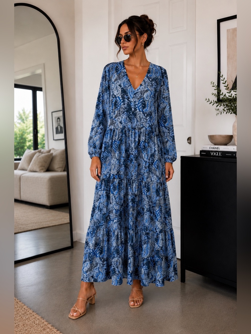 Joie Parisian Paisley Tiered Maxi Dress Blue NWT Size XXL Boho Luxe